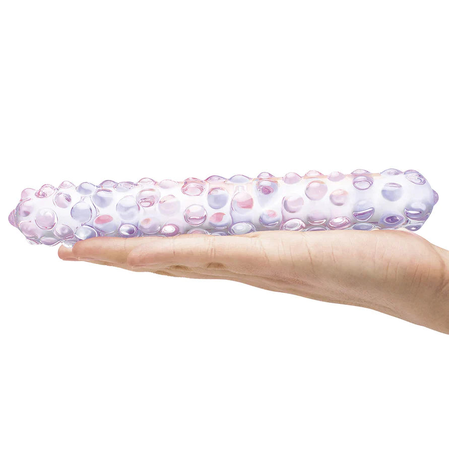 Glas 9" Purple Rose Nubby Glass Dildo